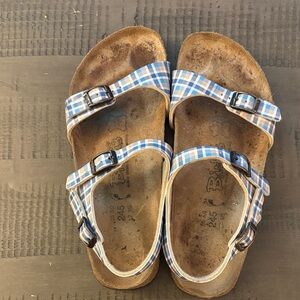 Birkenstock Blue Plaid Sandals